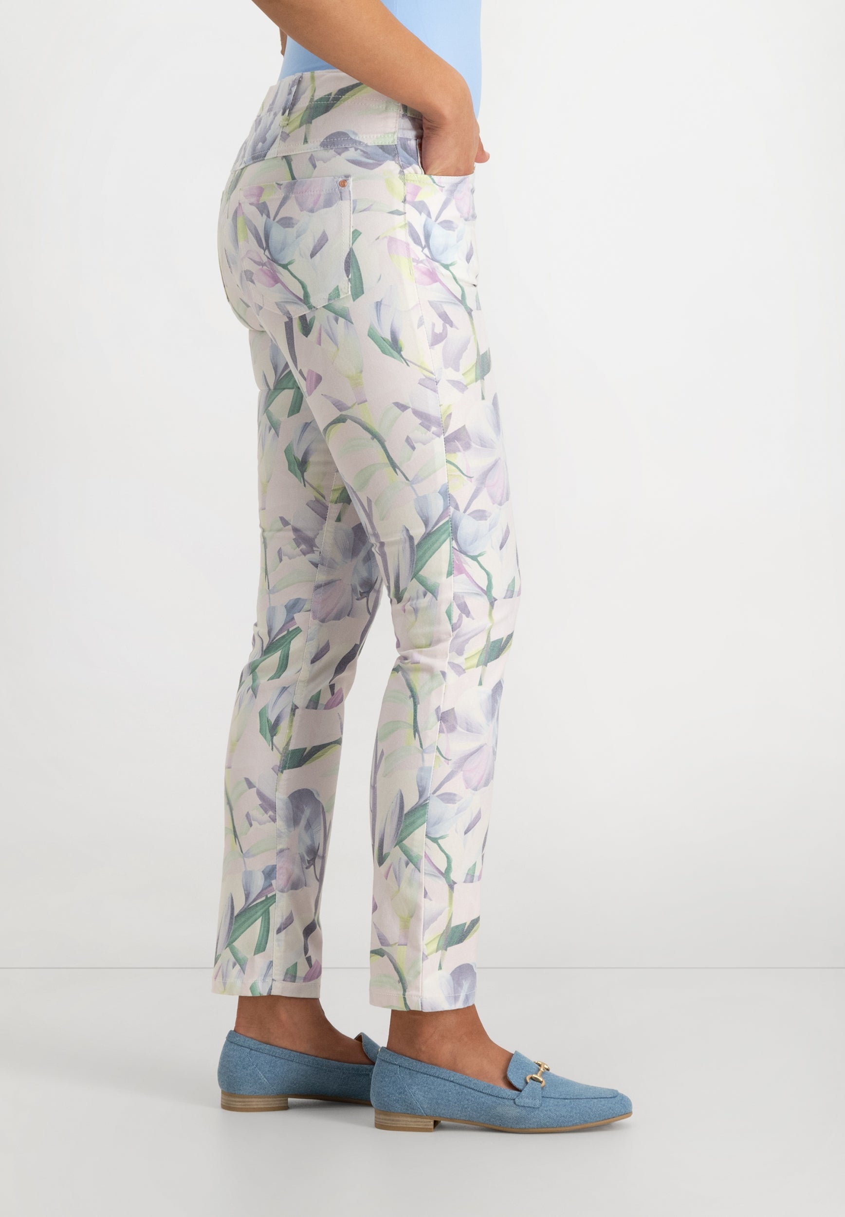 Monika Slim Fit Broek | Aqua Pink