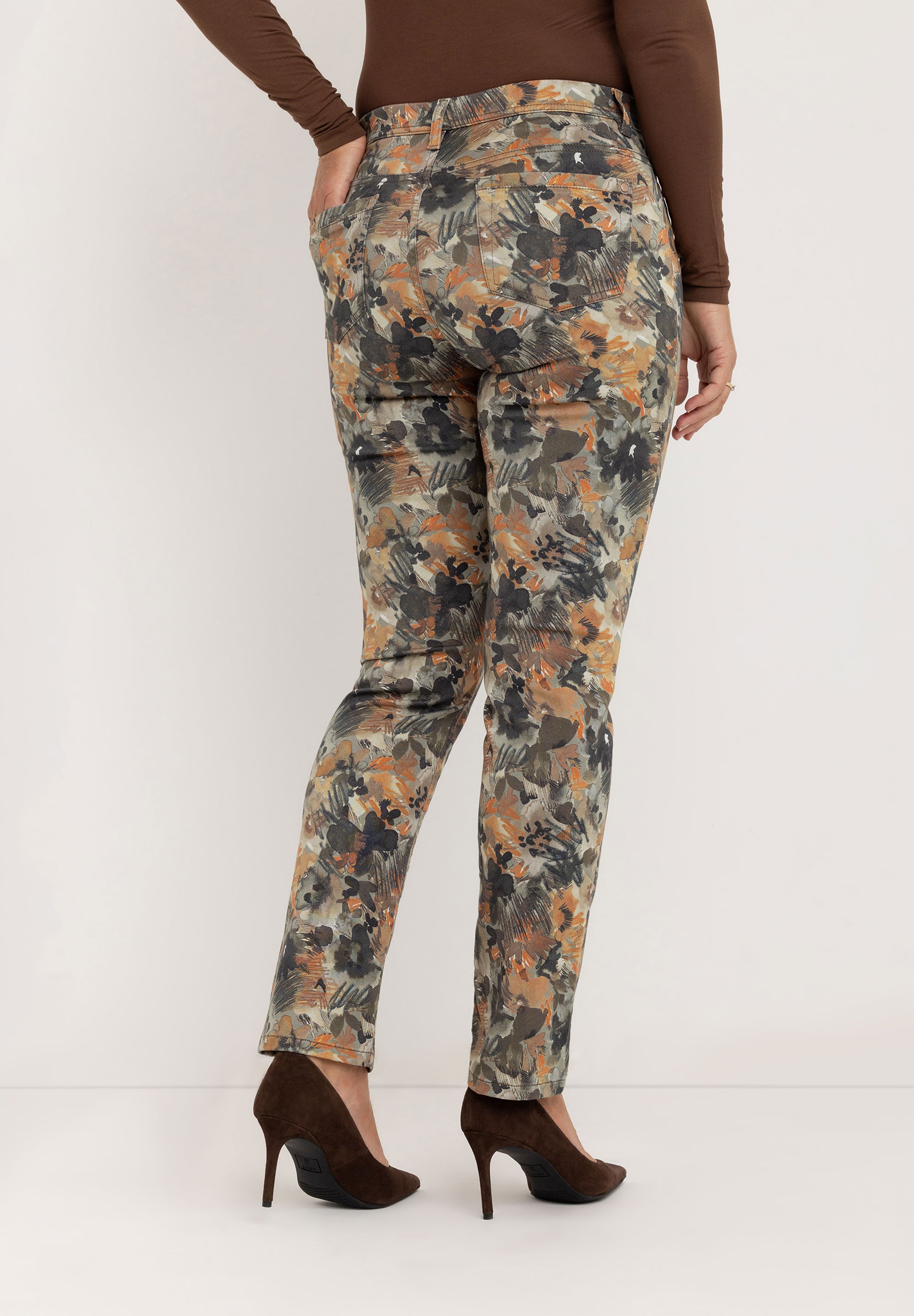 Ginie Slim Broek | Olive Brown