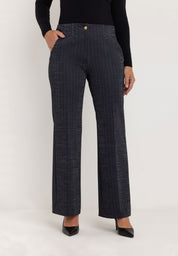 Jessie Wijde Flared Broek | Dark Grey Stripe