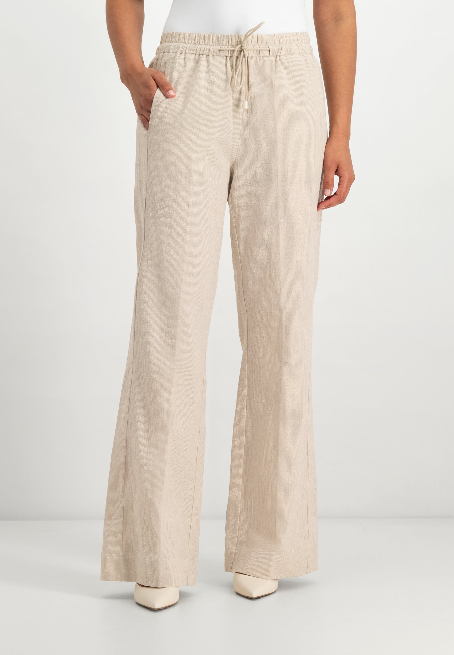 Joggie Broek met Wijde Pijpen | Nature Ecru