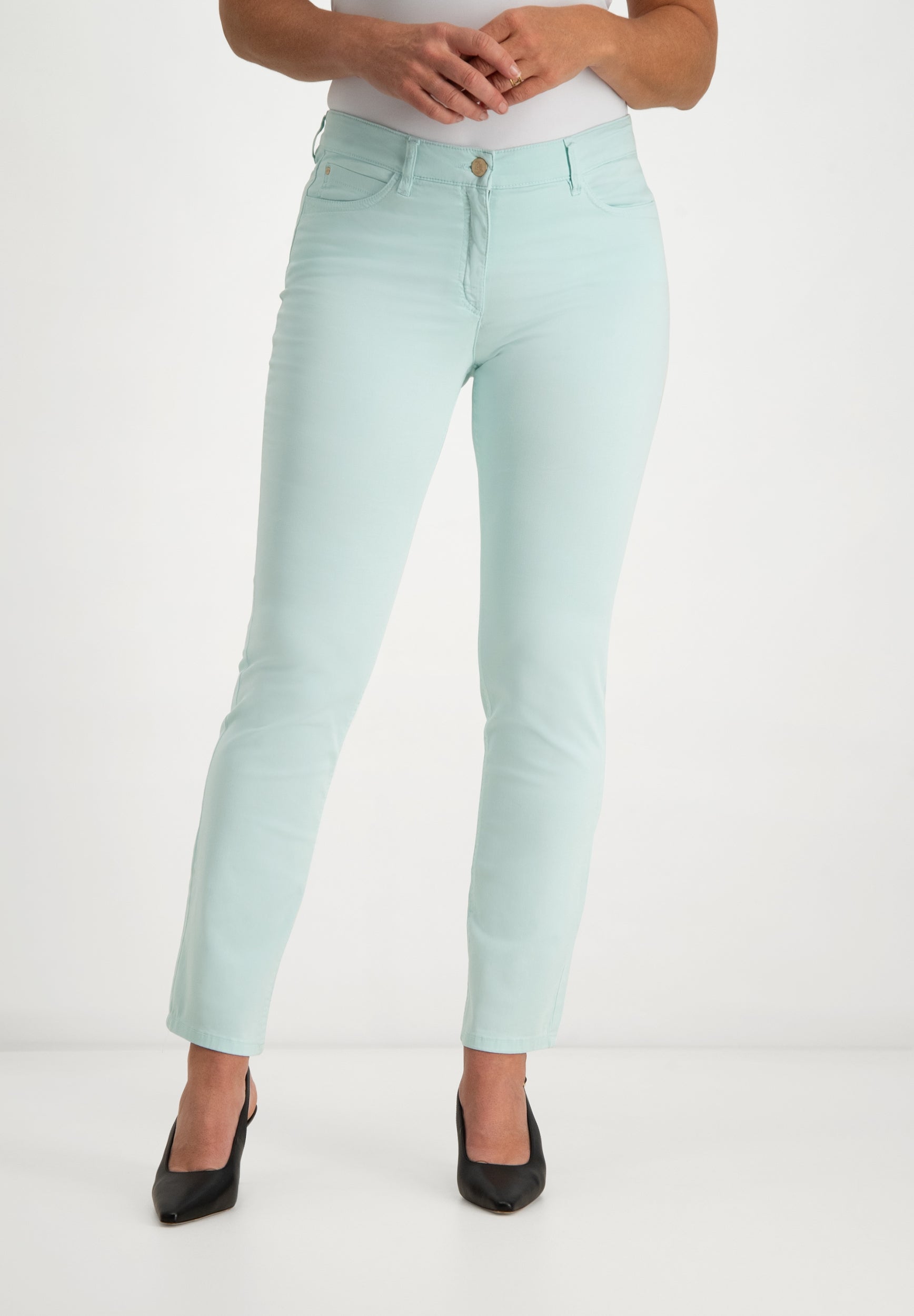 Kora Coloured Straight Pants | Light Grey Aqua