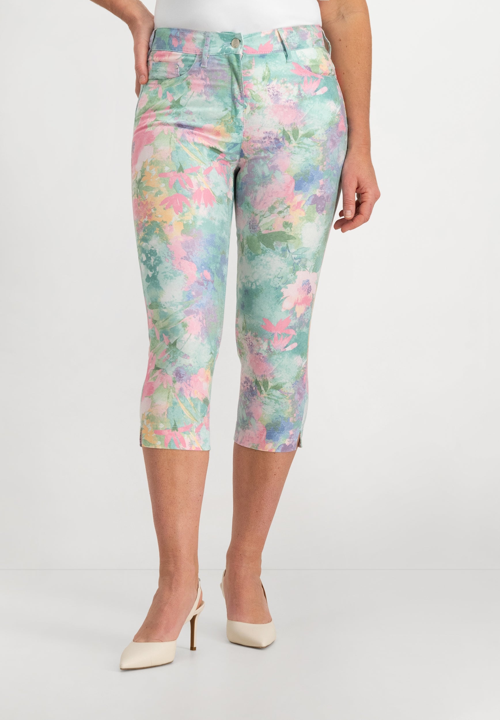 Gretha Cropped Capri | Aqua Pink