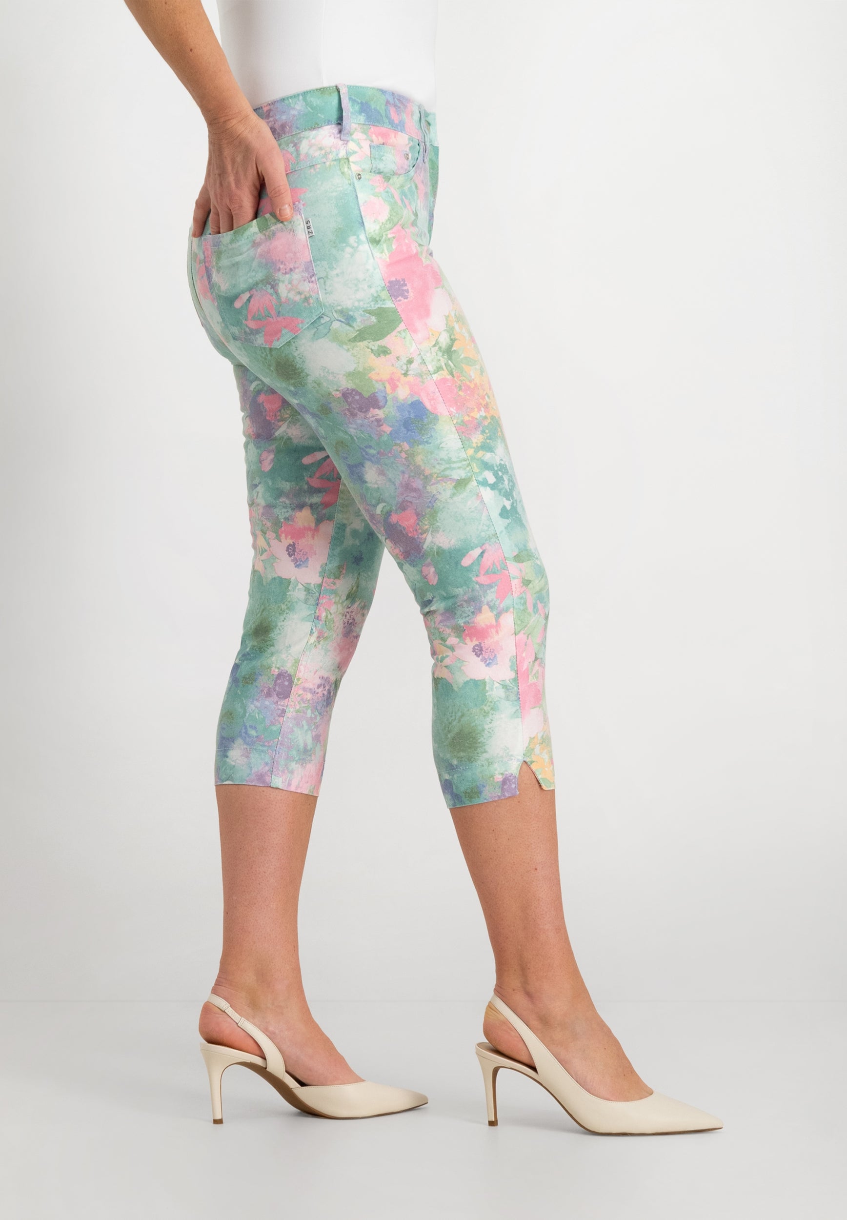 Gretha Cropped Capri | Aqua Pink
