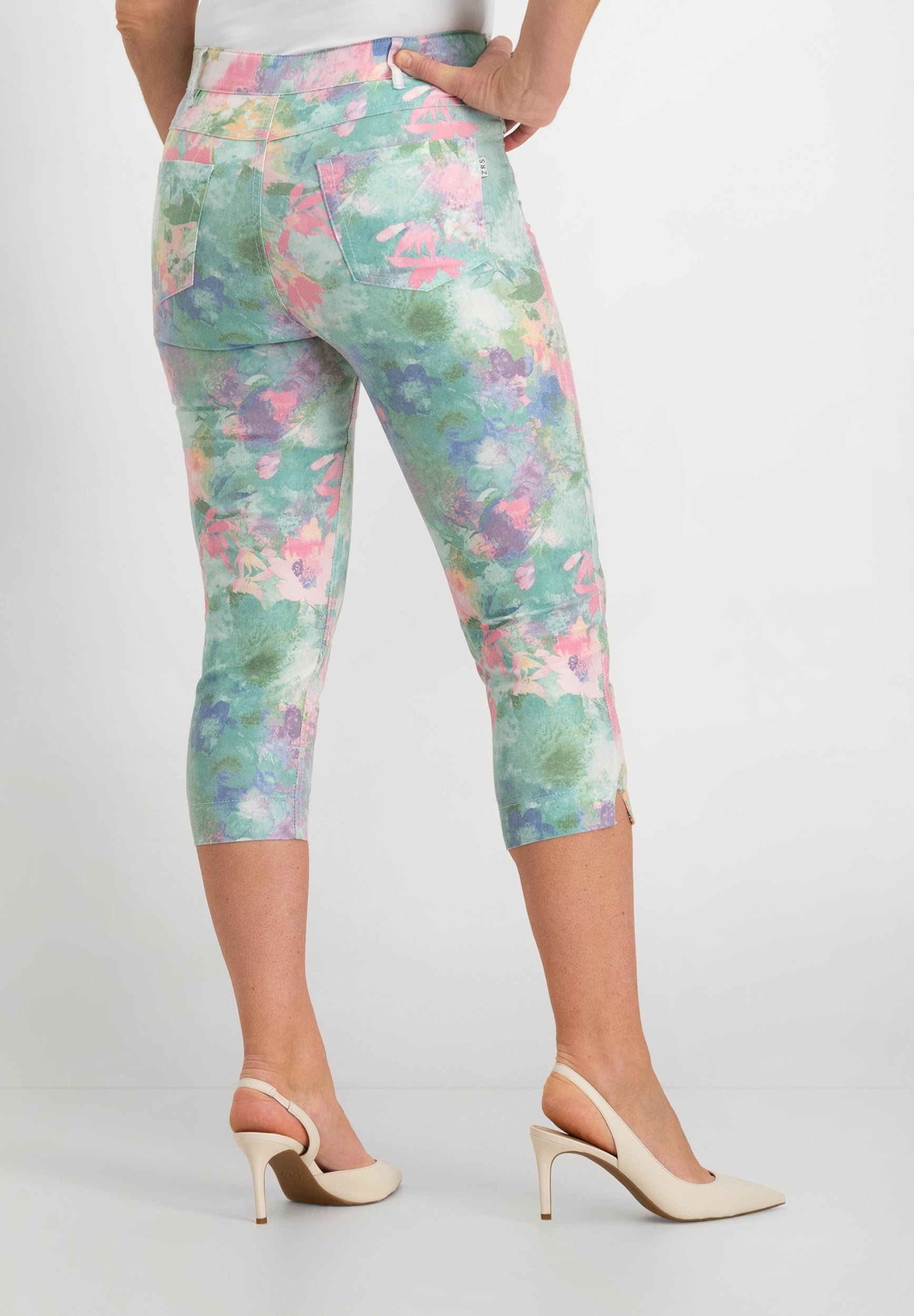 Gretha Cropped Capri | Aqua Pink