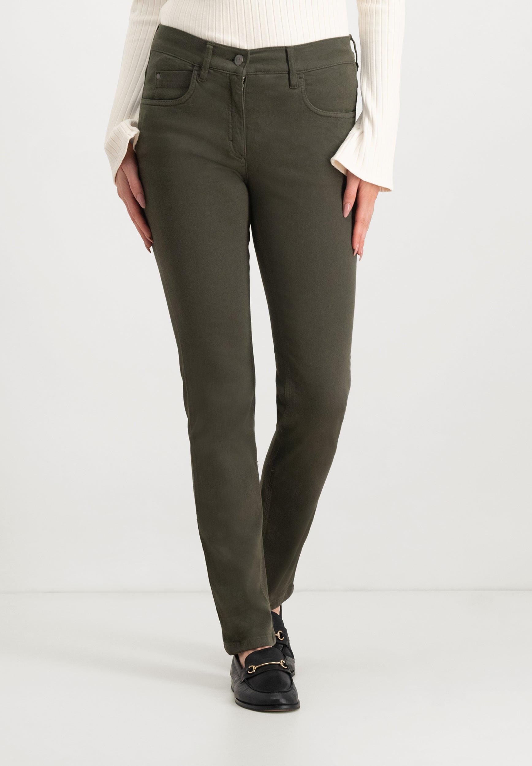 Twigie Coloured Shape-On Straight Jeans | Olive