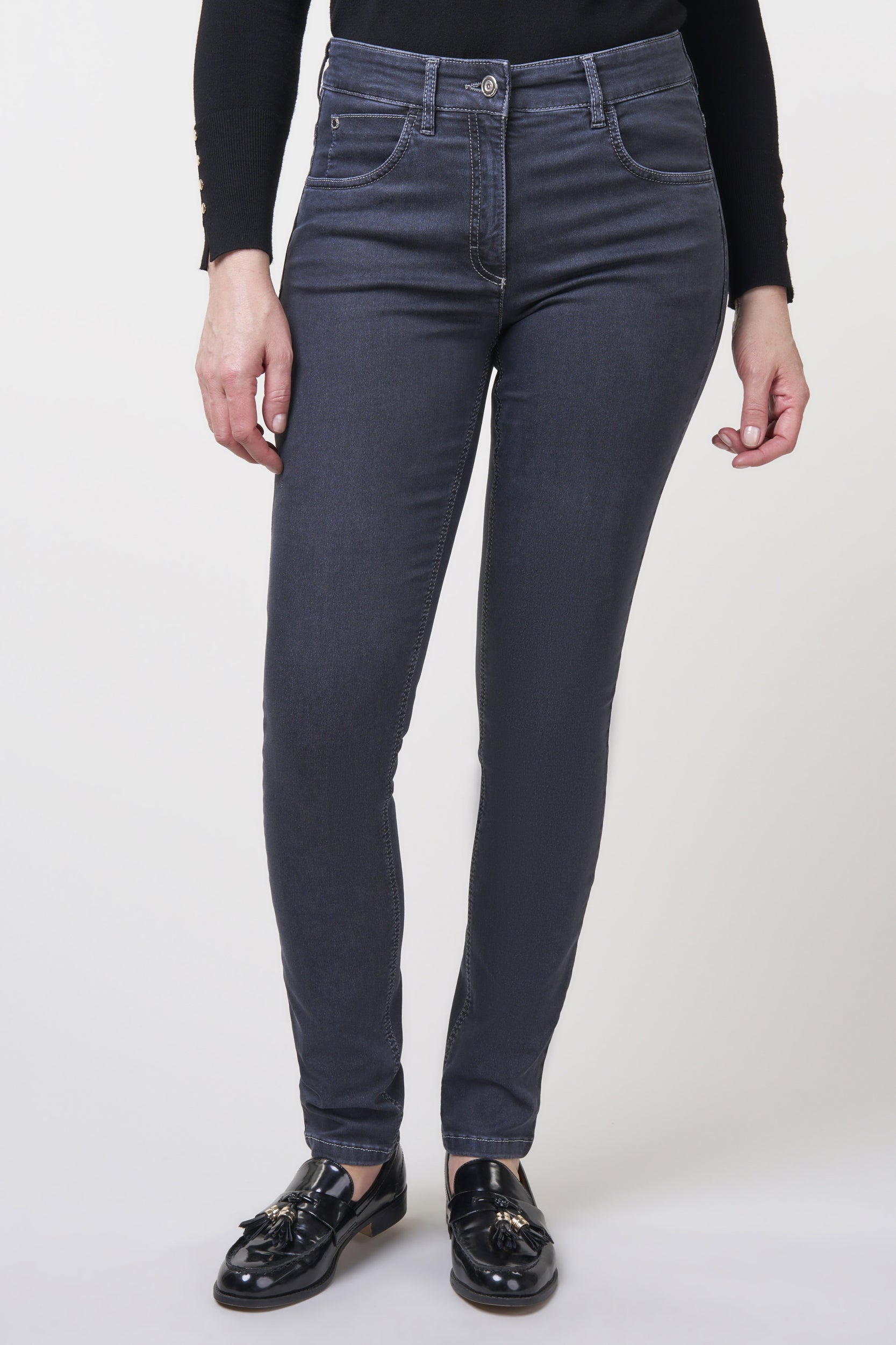 Twigie Shape-On Straight Jeans | Anthracite Pants ZRS