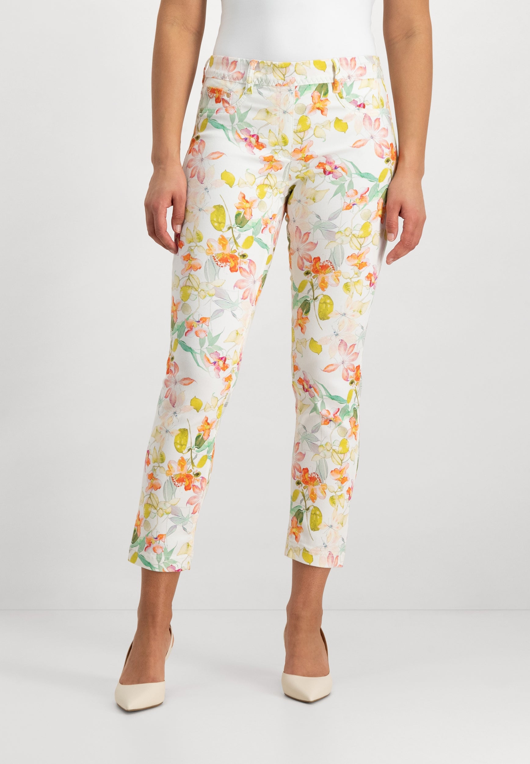 Leggie Shape-On 7/8 Skinny Jeans | White Mixed Reds